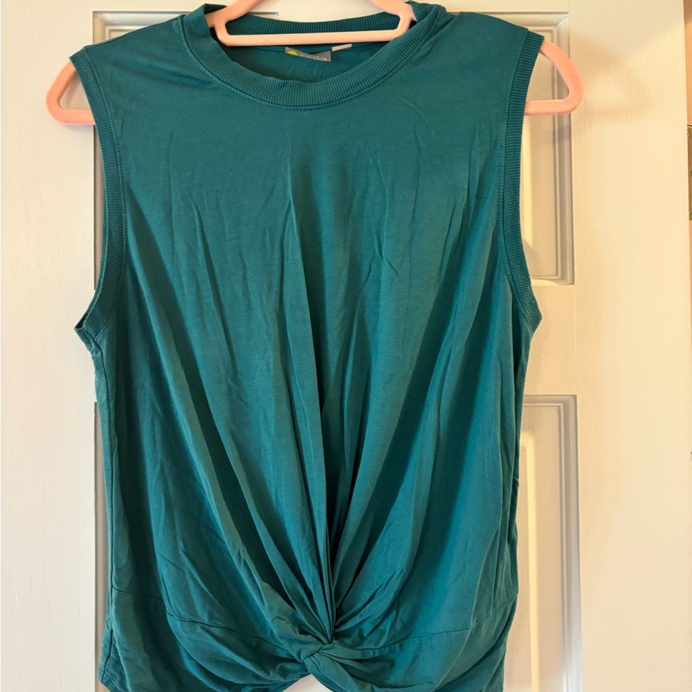 Zella Turquoise Twist Front Muscle Tee